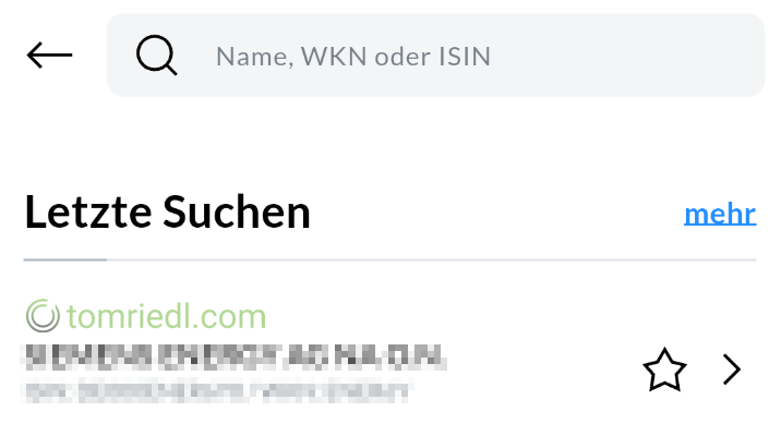 Aktien in der App suchen
