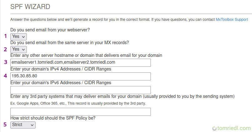 SPF-Generator Formular
