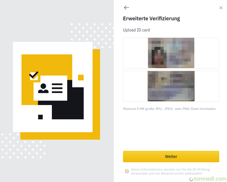 Vorderseite und Rückseite des Ausweises hochladen