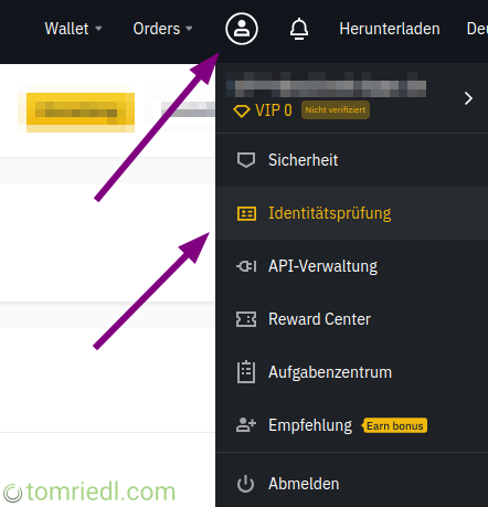 Menü Identitätsprüfung