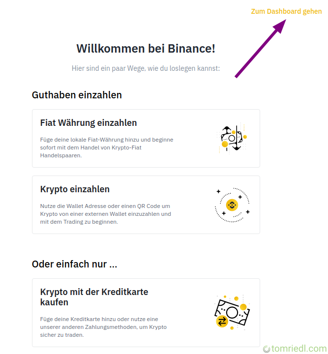 Weiter zum Dashboard