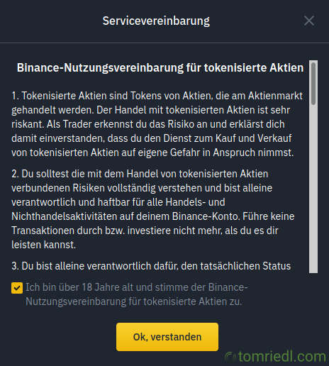 Servicevereinbarung des Aktien-Handels