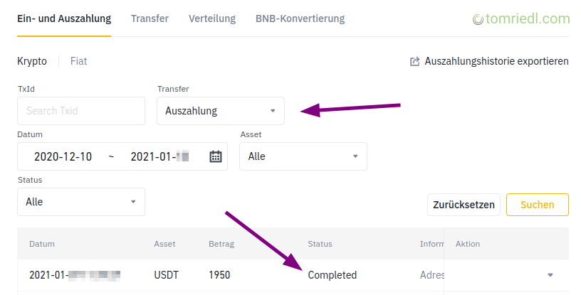 Erfolgreiche Transaktion