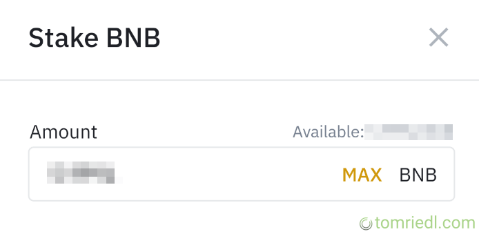 Betrag Staking eingeben