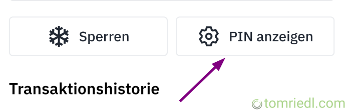PIN Debitkarte anzeigen