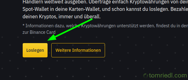 Bestellung Binance Kreditkarte starten]