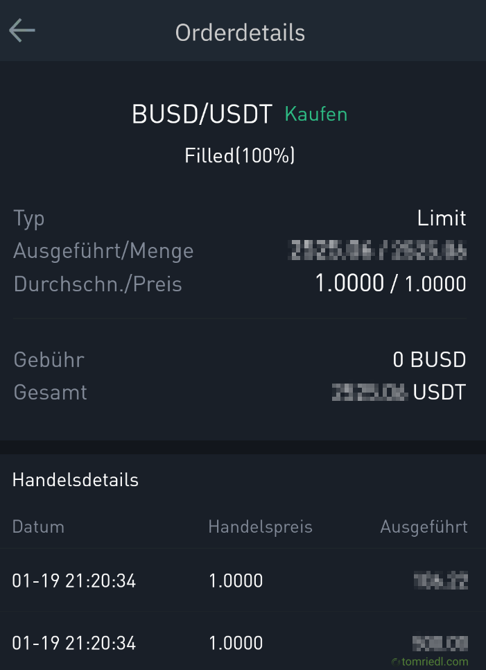 Zusammenfassung der Order