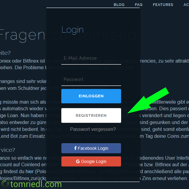 coinlend tutorial registrieren
