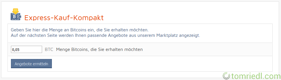 bitcoin.de Angebote ermitteln Expresskauf