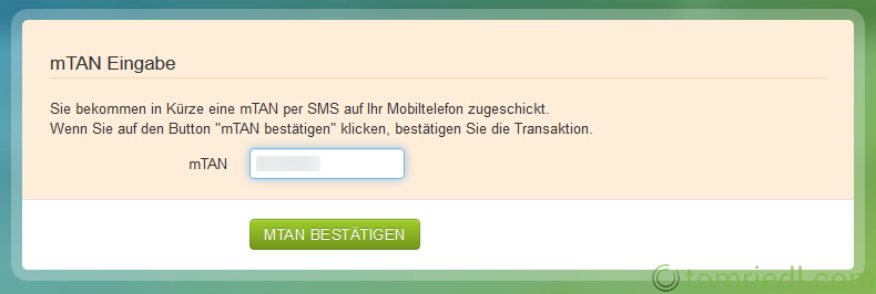 fidor mTAN App TAN bitcoin.de