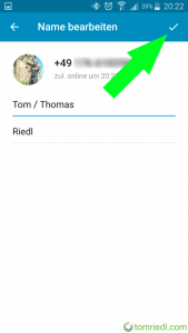 Telegram Nickname Änderung speichern
